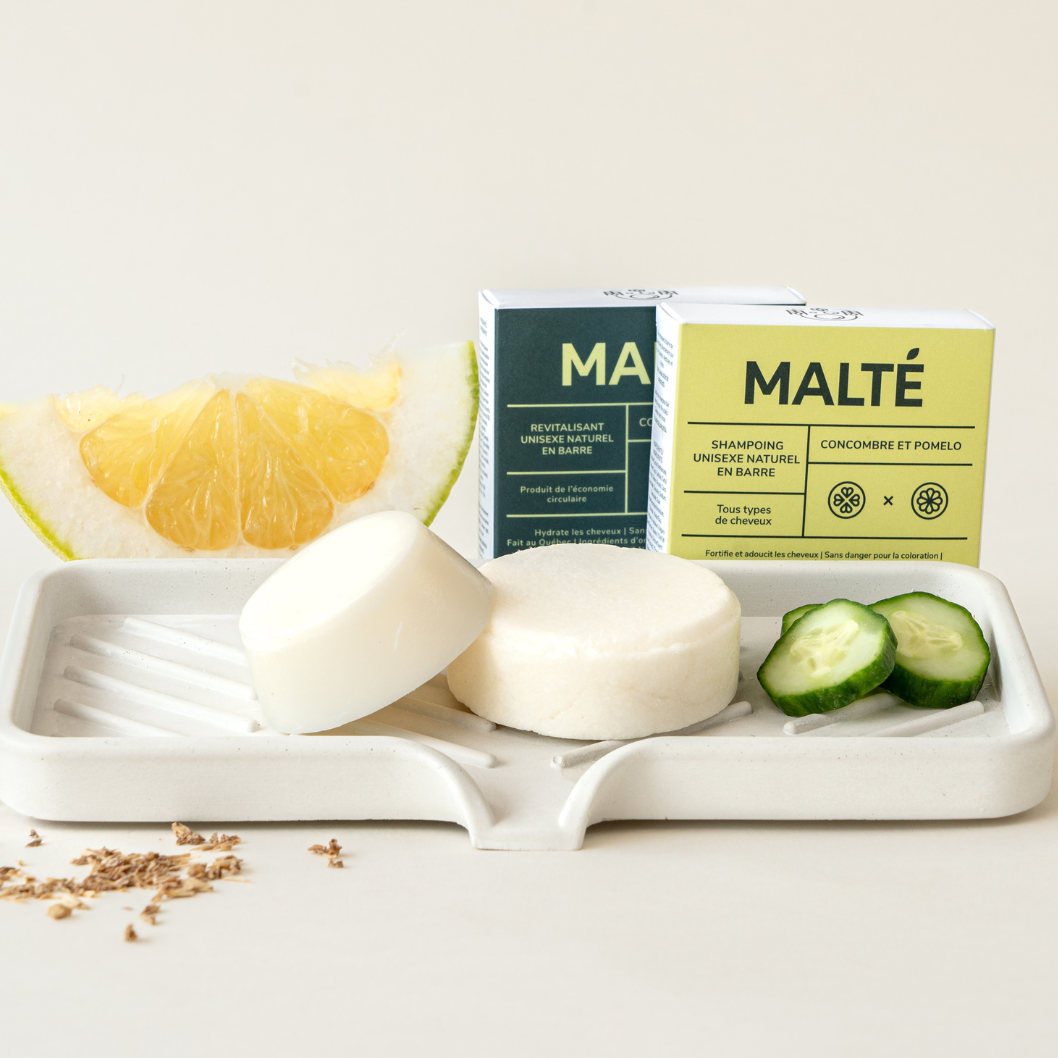 Duo Shampoing et Revitalisant en barre - Concombre & Pomelo