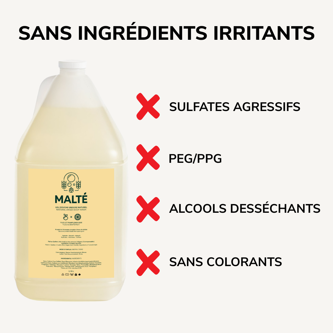 Gel douche unisexe naturel Yuzu et Pamplemousse - 3.78L